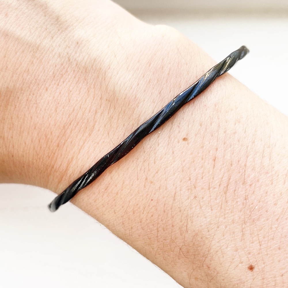 Vintage black twisted stacking bangle bracelet